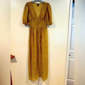 Wildfable yellow maxi dress with buttons